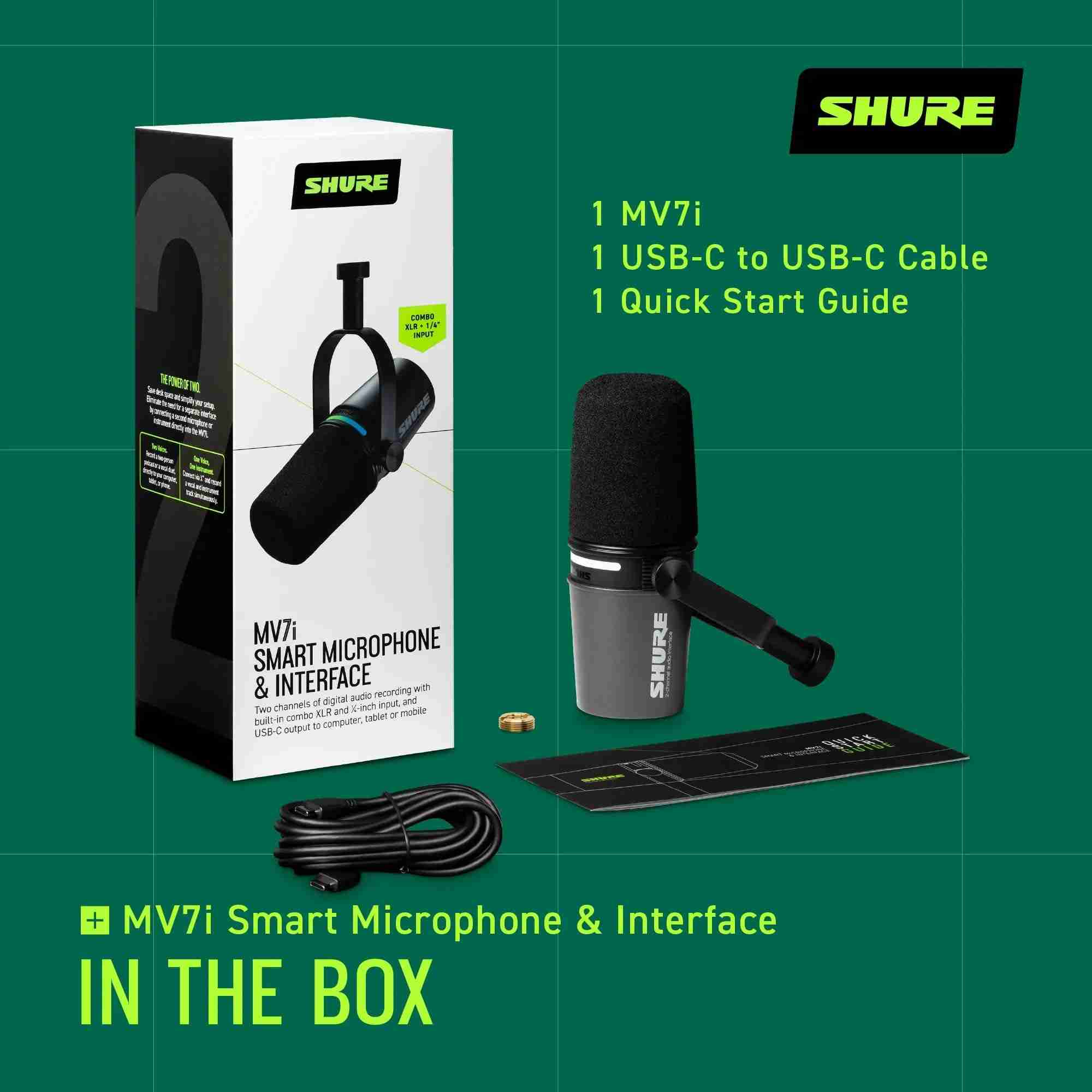 Shure MV7i Hybrid USB/XLR Dynamic Podcast Microphone for Streaming and Recording 4