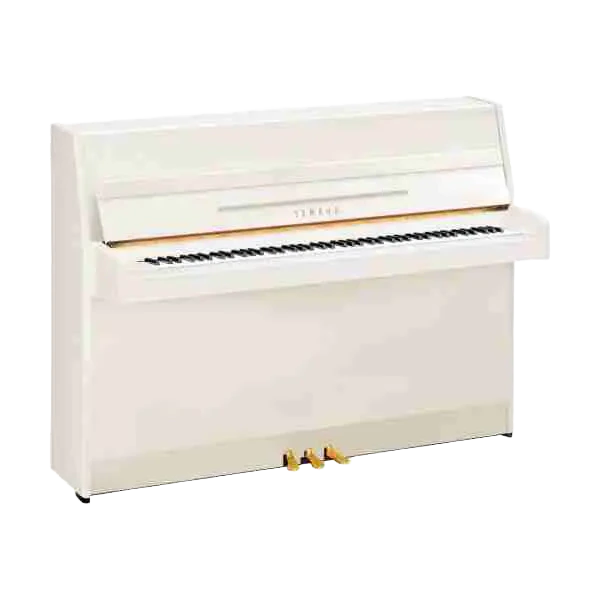 Yamaha JU109 Upright Acoustic Piano in Polished White with Bench