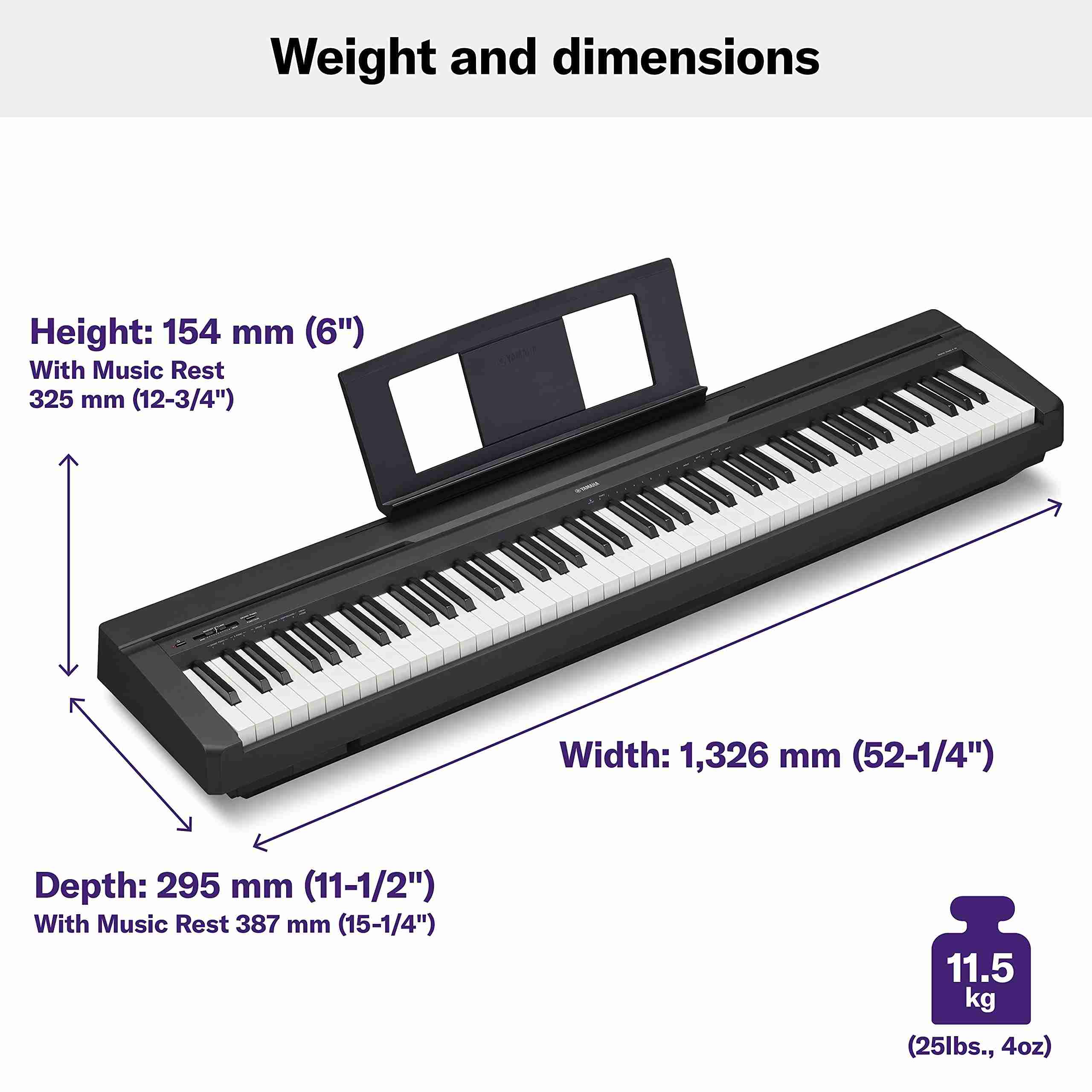 Yamaha P-45 88-Key Weighted Digital Piano, Black 2