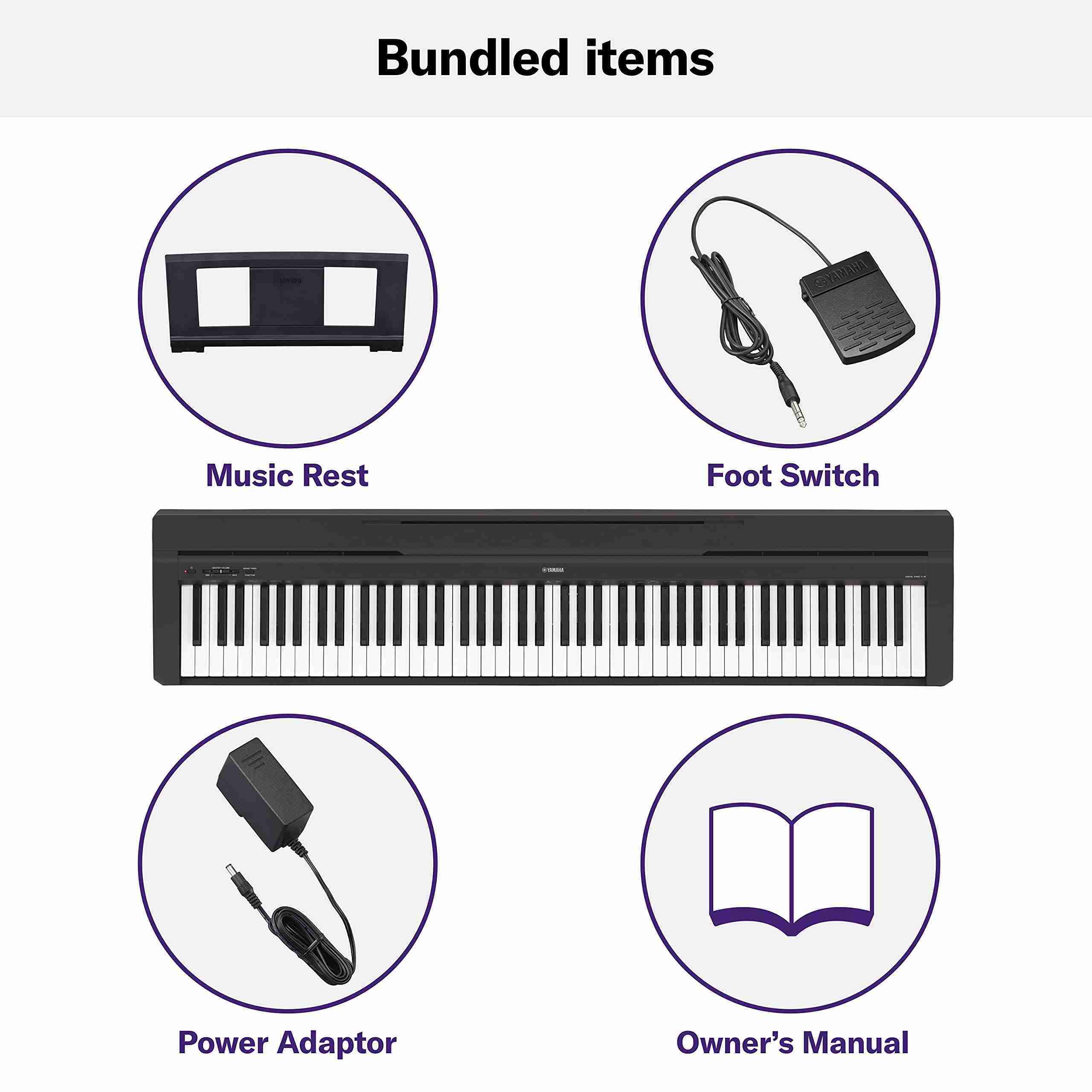 Yamaha P-45 88-Key Weighted Digital Piano, Black 3