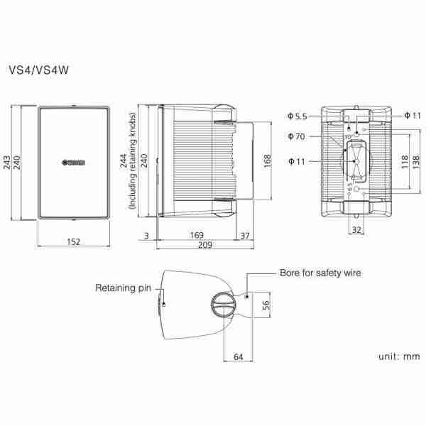 Yamaha VS4W Passive Surface Mount Installation Speaker, 4-inch, White (Pair) 6