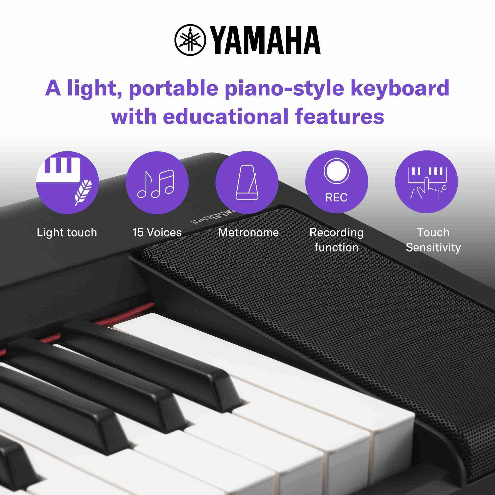 بيانو رقمي محمول Yamaha NP-15 Piaggero بـ 61 مفتاحًا - أسود 3