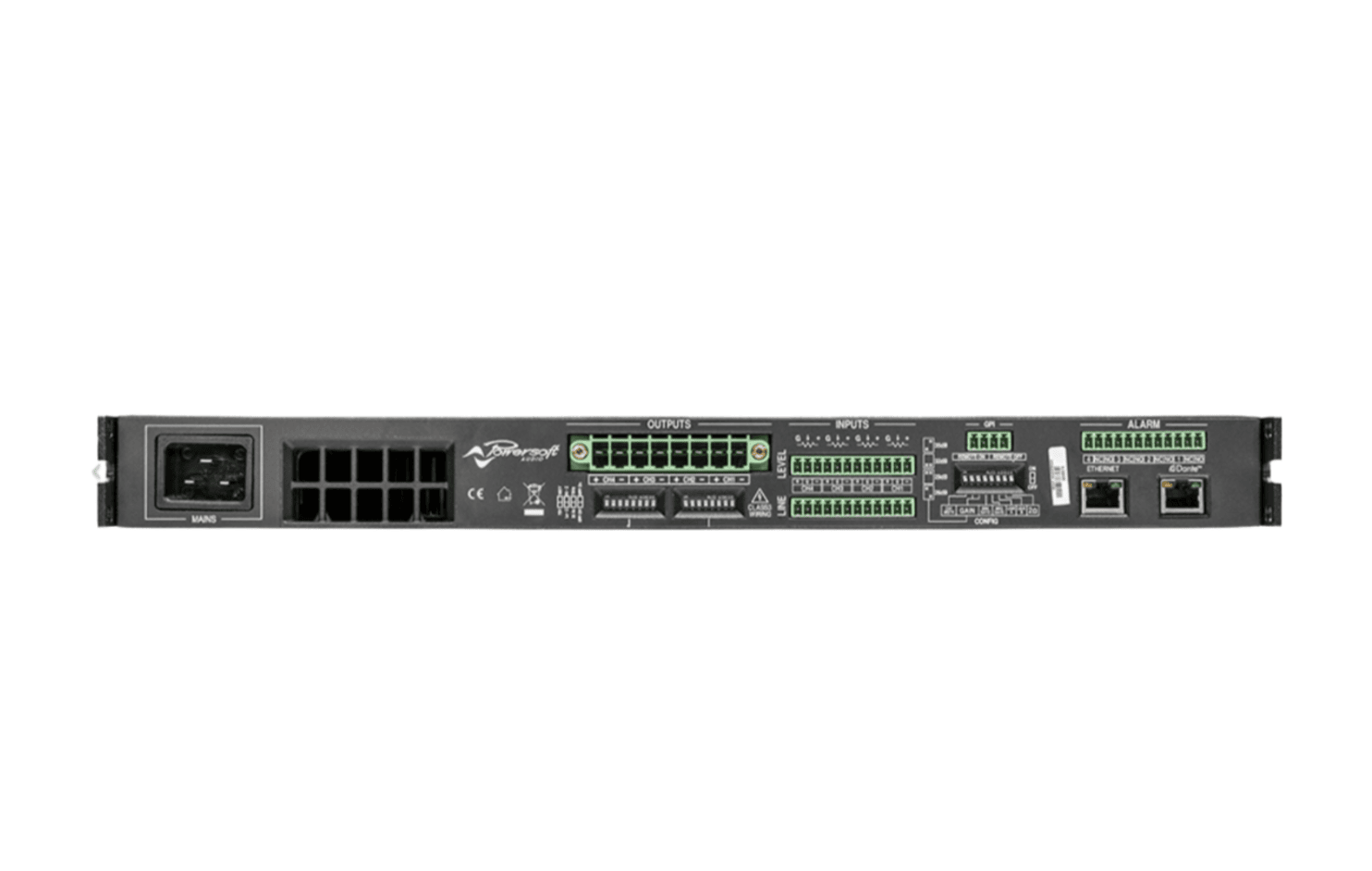 Powersoft Quattrocanali 2404 DSP+D مضخم طاقة للتركيبات بأربع قنوات بقدرة 2400W مع Dante 7
