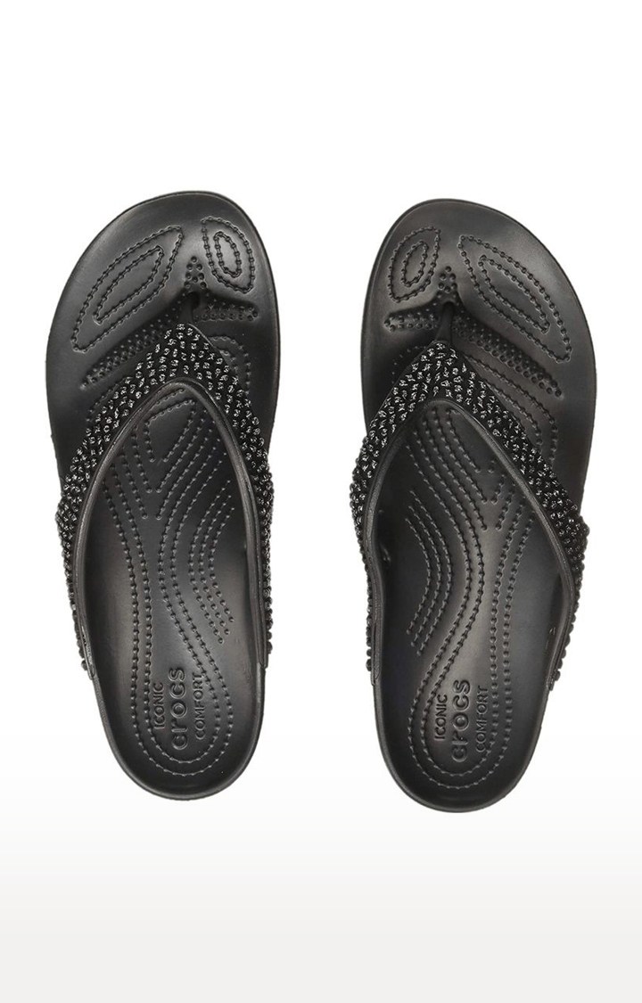 Women's Black Solid Slippers