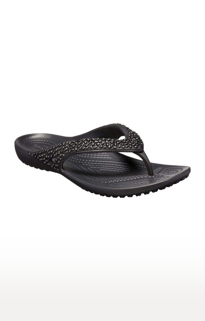 Women's Black Solid Slippers
