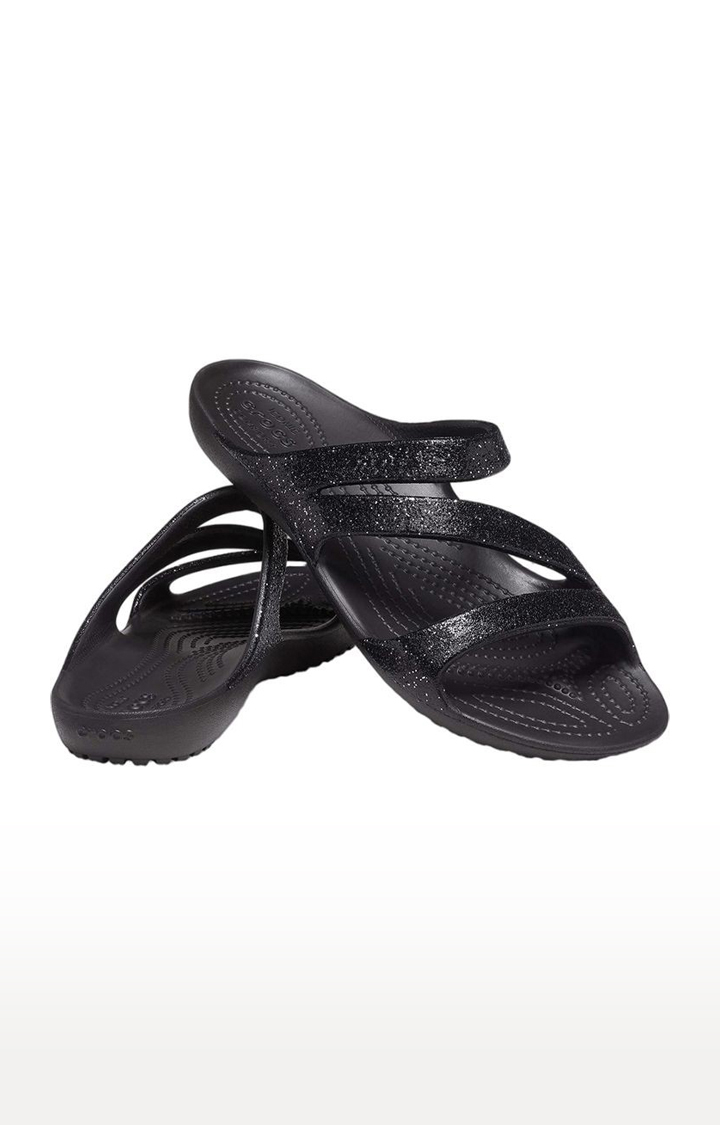 Women's Black Solid Flat Slip-ons