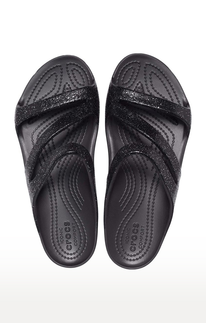 Women's Black Solid Flat Slip-ons