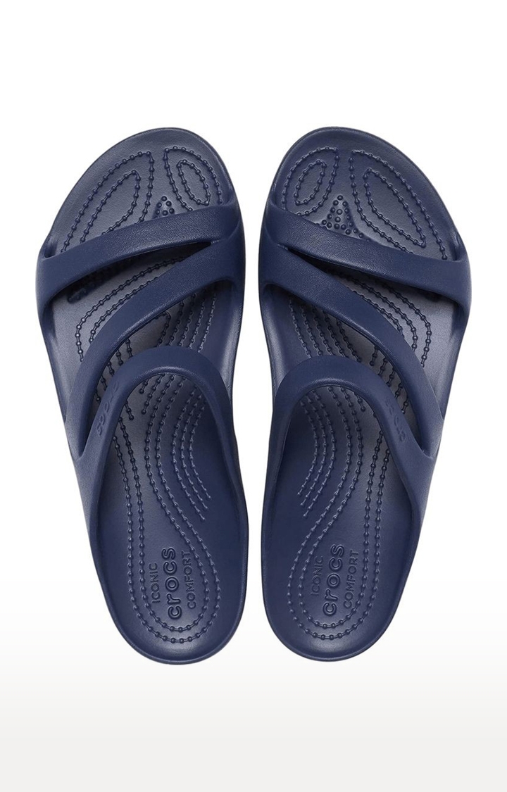 Crocs | Women's Blue Solid Flat Slip-ons 4