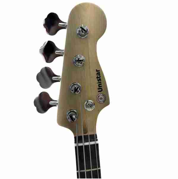 Unistar L-B1-4 4-String Electric Bass Guitar, Sunburst Finish, Maple Neck 3