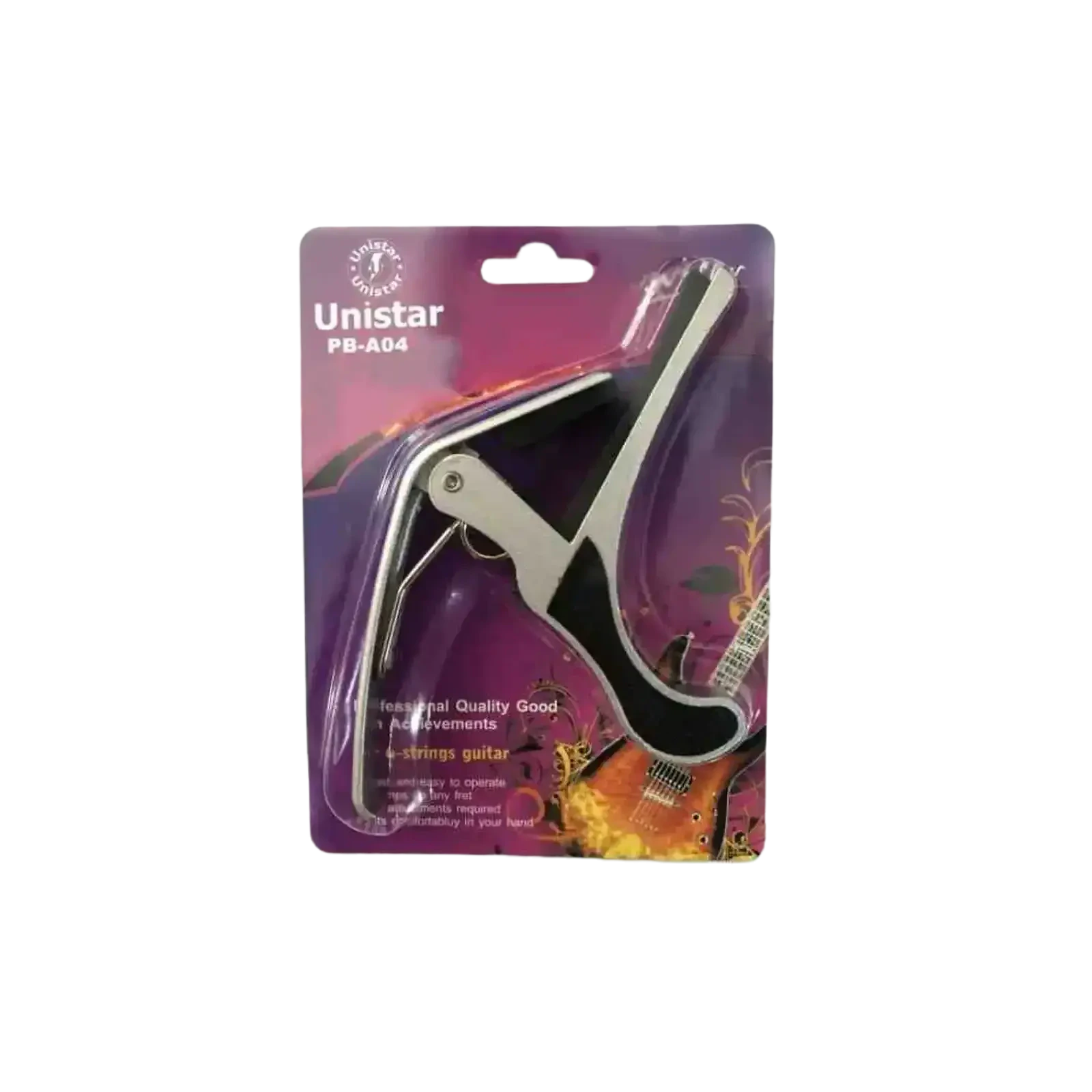 كابو جيتار بمشبك Unistar PB-A04-SL للجيتار الأكوستيك والكهربائي، فضي 1
