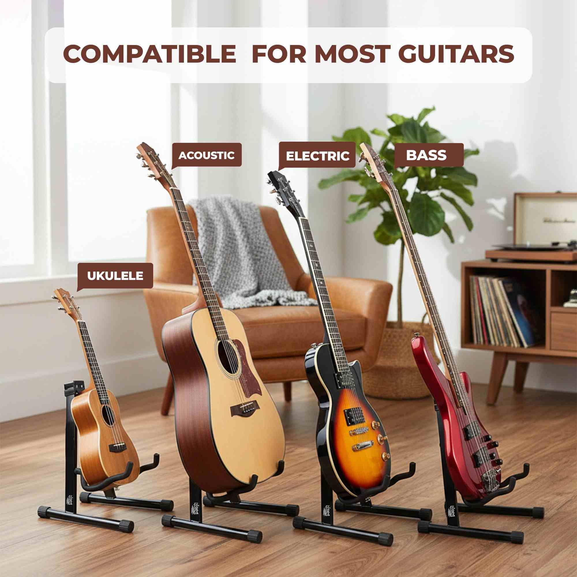 Unistar GS720 Universal A-Frame Guitar Stand for Acoustic, Electric, and Bass Guitars 5