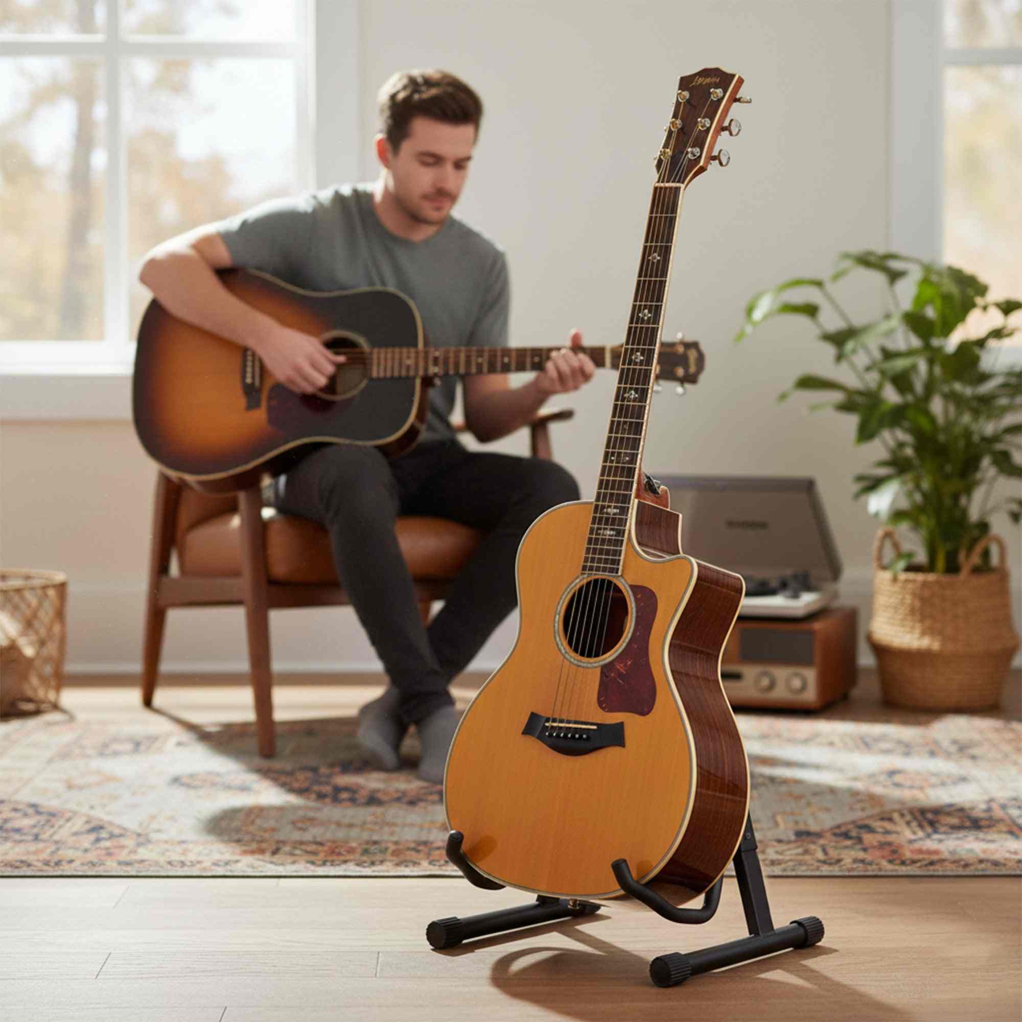 Unistar GS720 Universal A-Frame Guitar Stand for Acoustic, Electric, and Bass Guitars 6