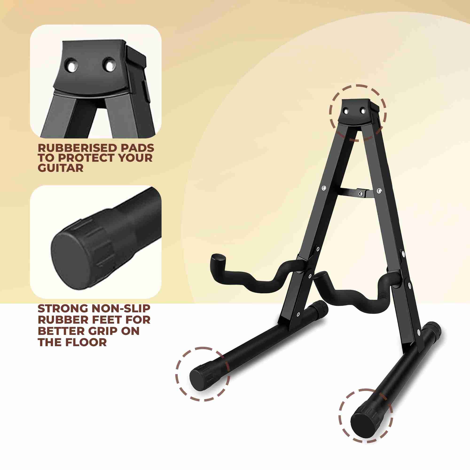 Unistar GS720 Universal A-Frame Guitar Stand for Acoustic, Electric, and Bass Guitars 4