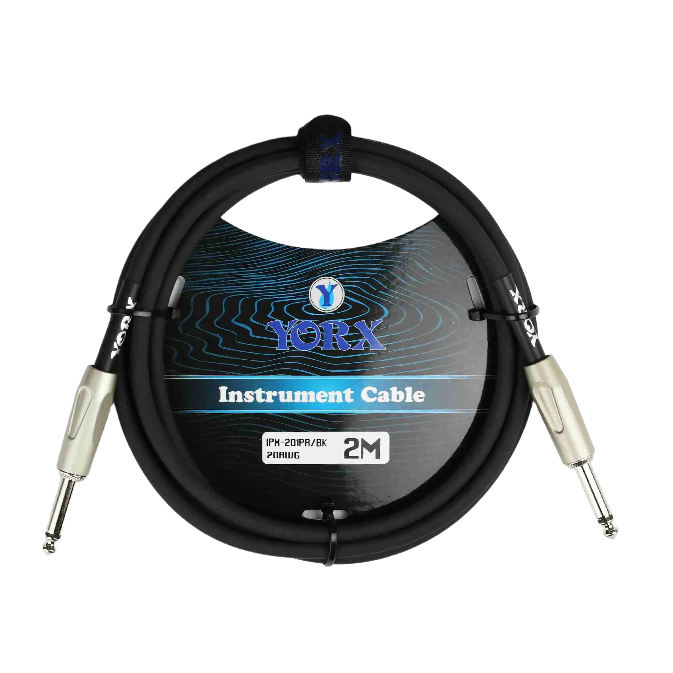 Yorx IPX-201PR-2M Braided Instrument Cable, 2m 1/4" Mono Jack to Jack, Black 1
