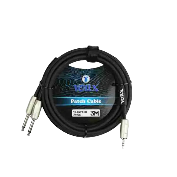 كابل تفريع ستيريو Yorx YX-362PR-3M من 3.5mm TRS إلى مقبسين 1/4" TS، بطول 3m
