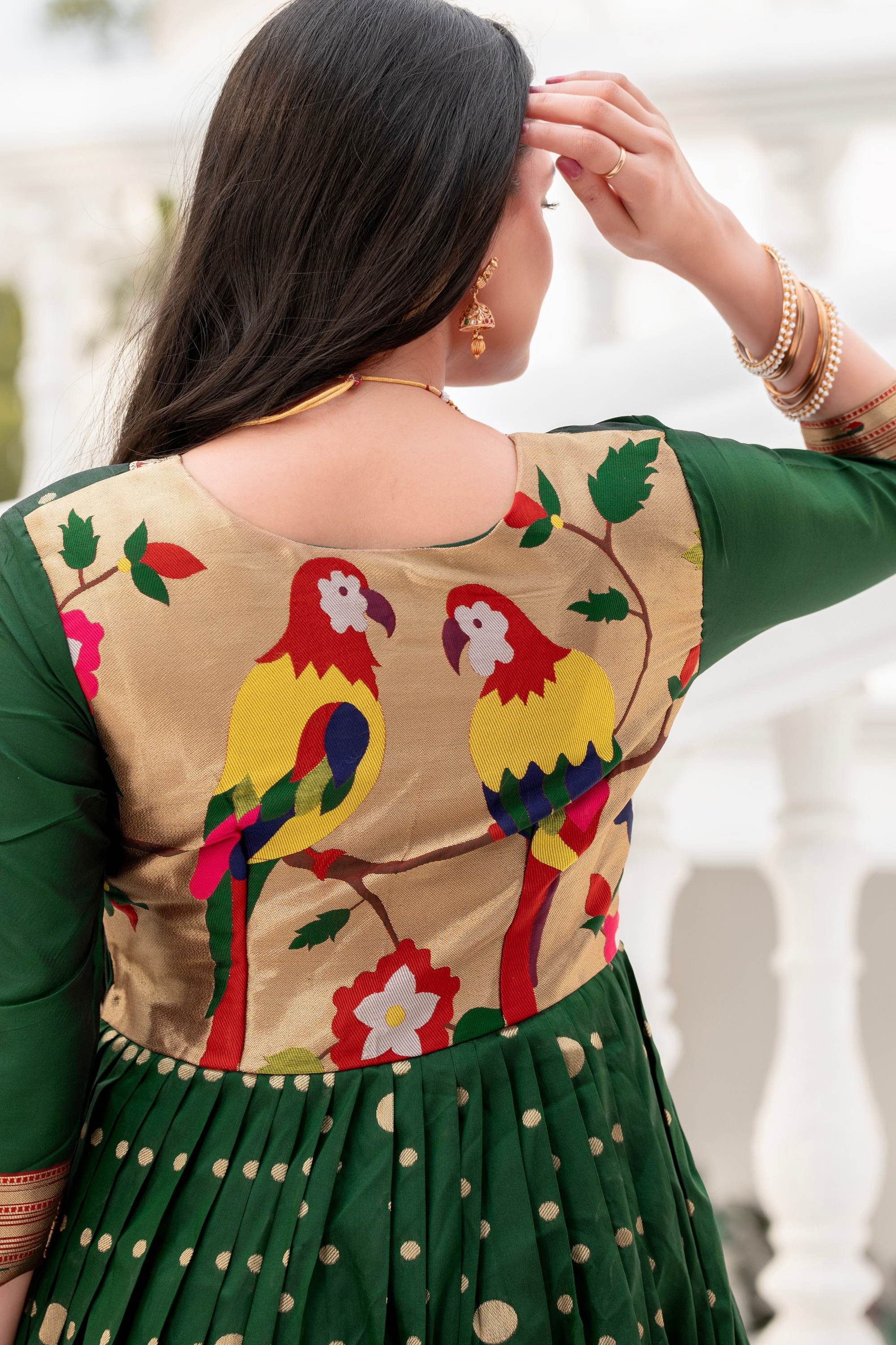 Traditional Green & Gold Anarkali Dress