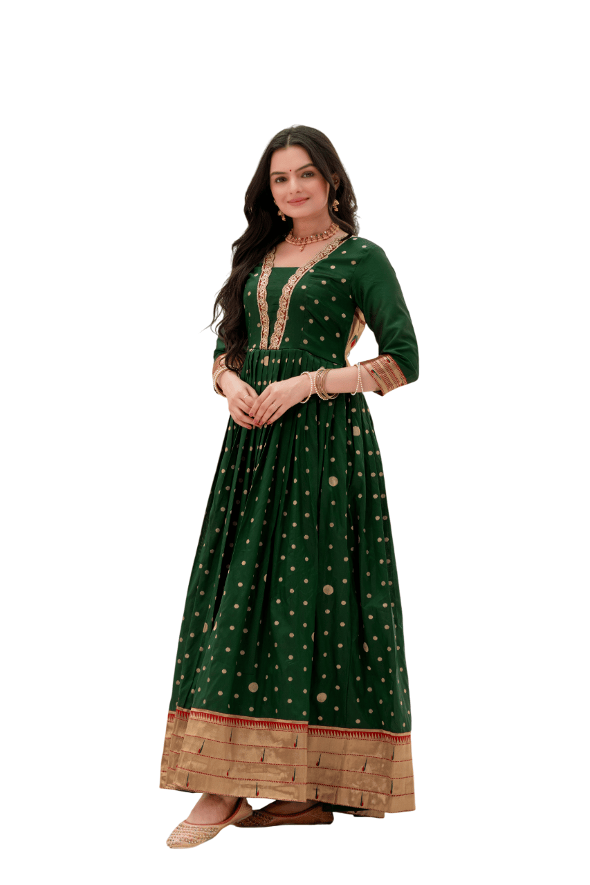 Traditional Green & Gold Anarkali Dress