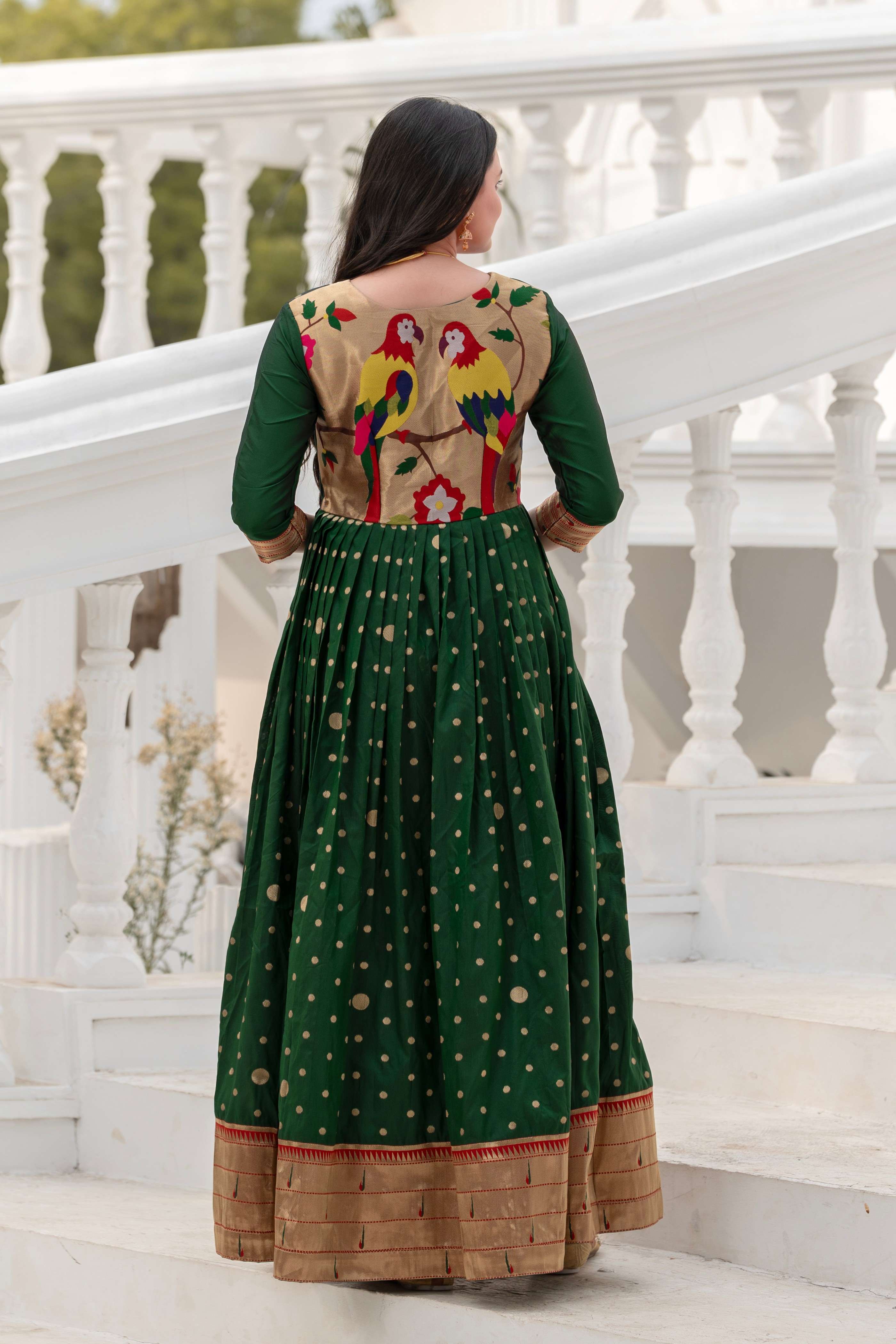 Traditional Green & Gold Anarkali Dress