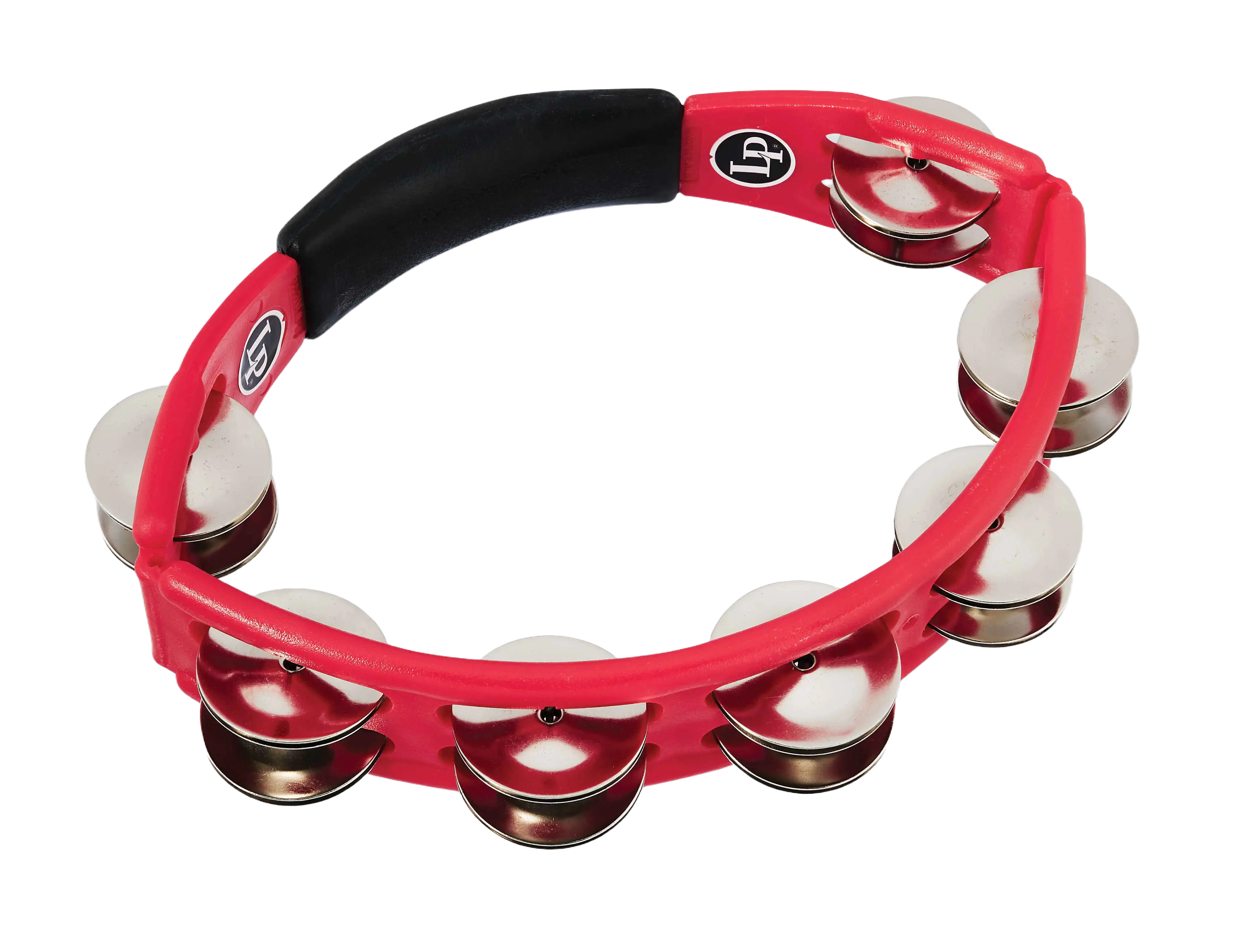 LP Cyclops Handheld Tambourine, Red, Steel Jingles, Ergonomic Design