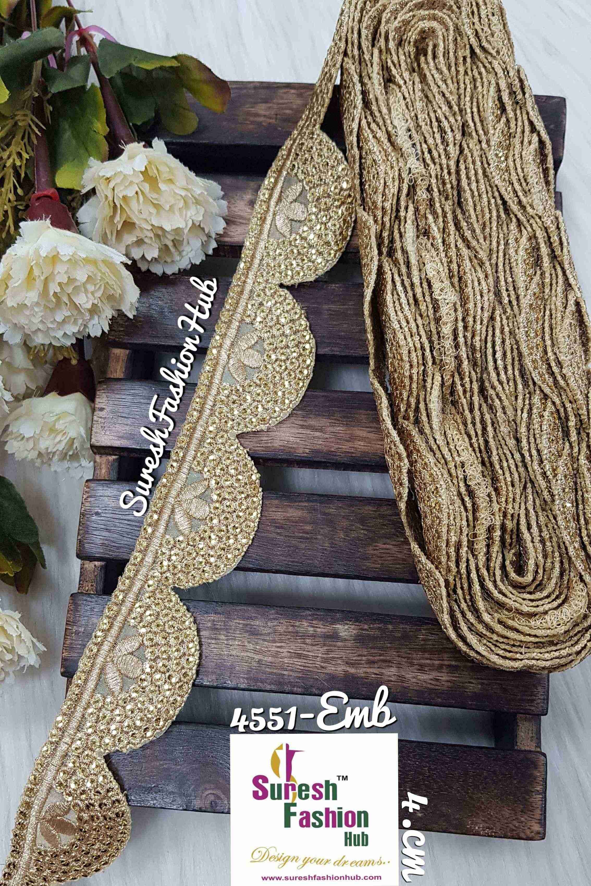 Golden Waves Scalloped Zari Lace
