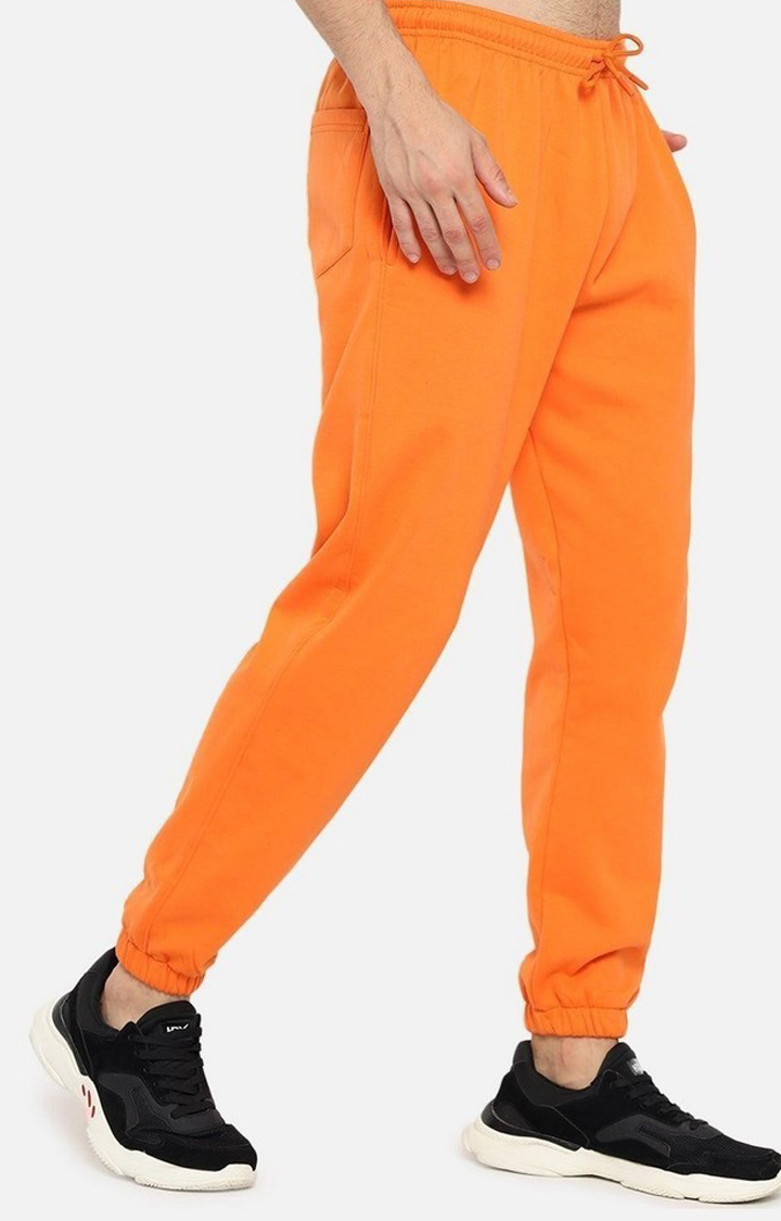 Men's Orange Solid Casual Joggers