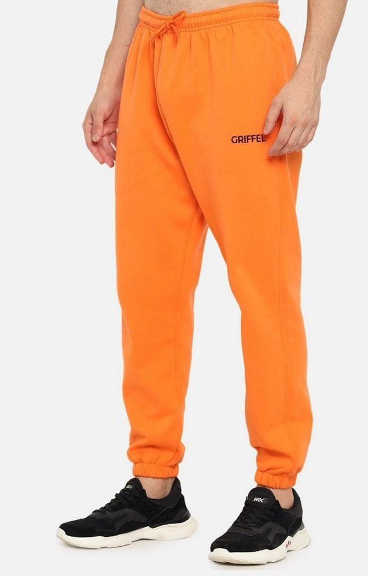 Men's Orange Solid Casual Joggers