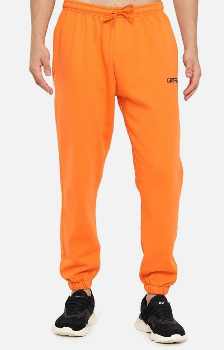 Men's Orange Solid Casual Joggers