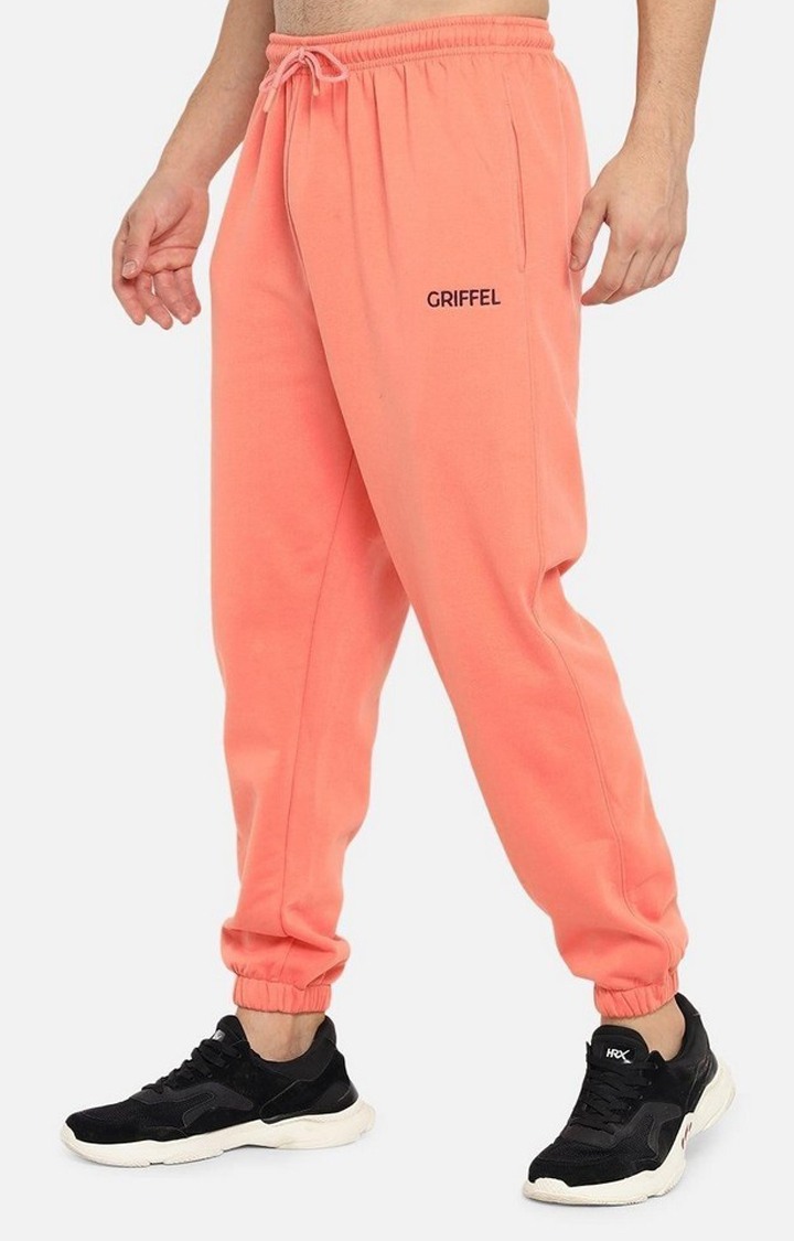 Men's Peach Solid Casual Joggers