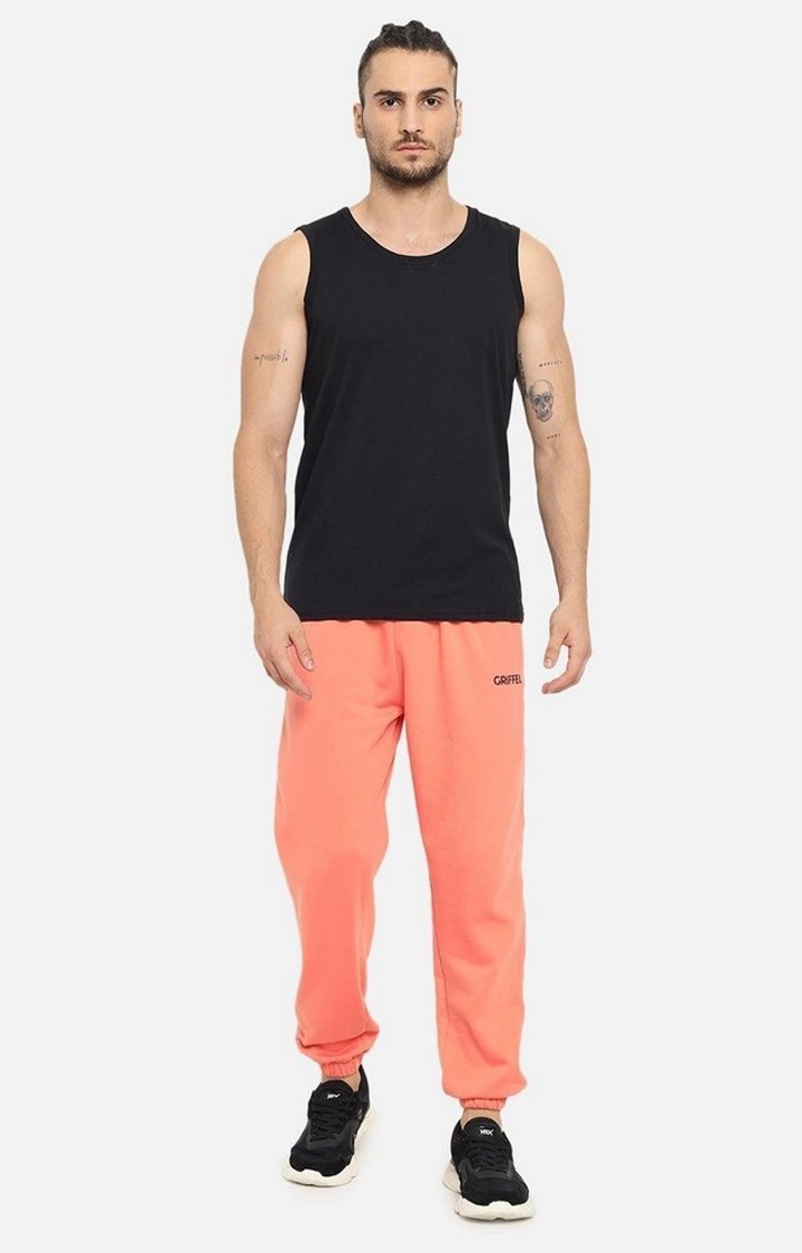 Men's Peach Solid Casual Joggers