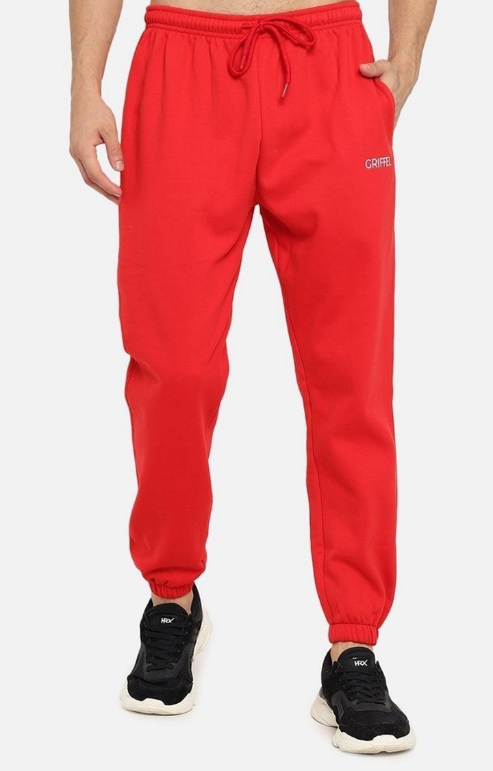 Men's Red Solid Casual Joggers