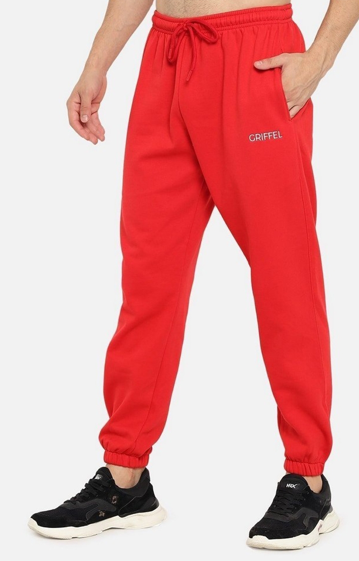 Men's Red Solid Casual Joggers