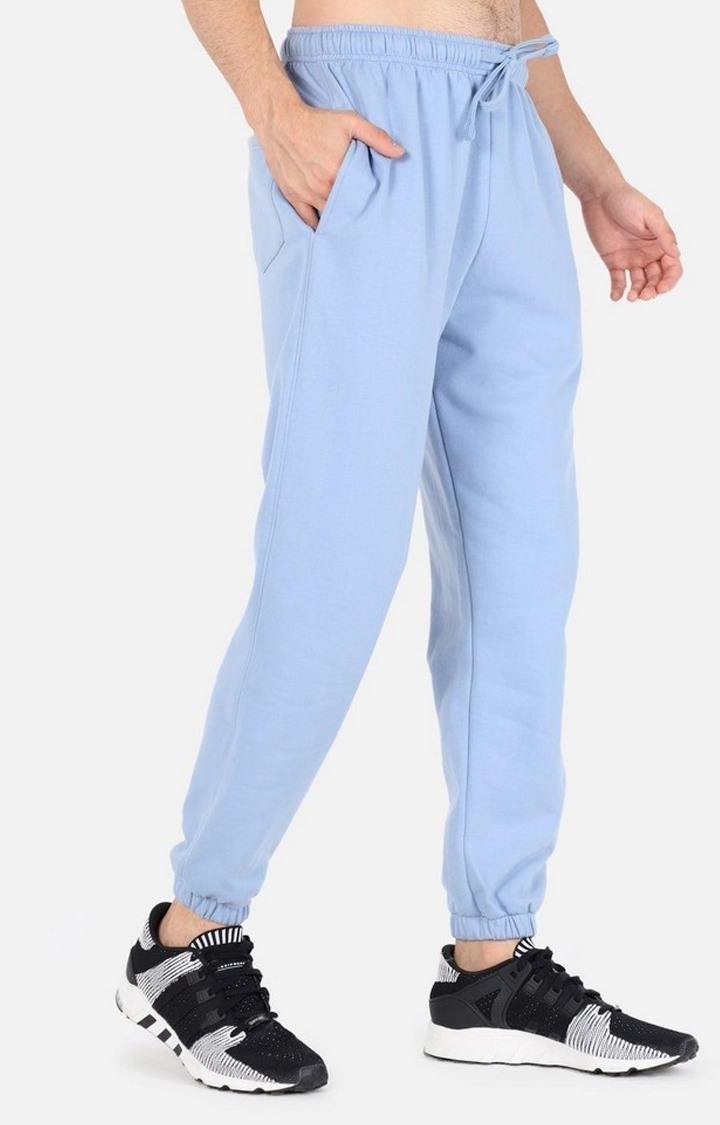 Men's Sky Blue Solid Casual Joggers