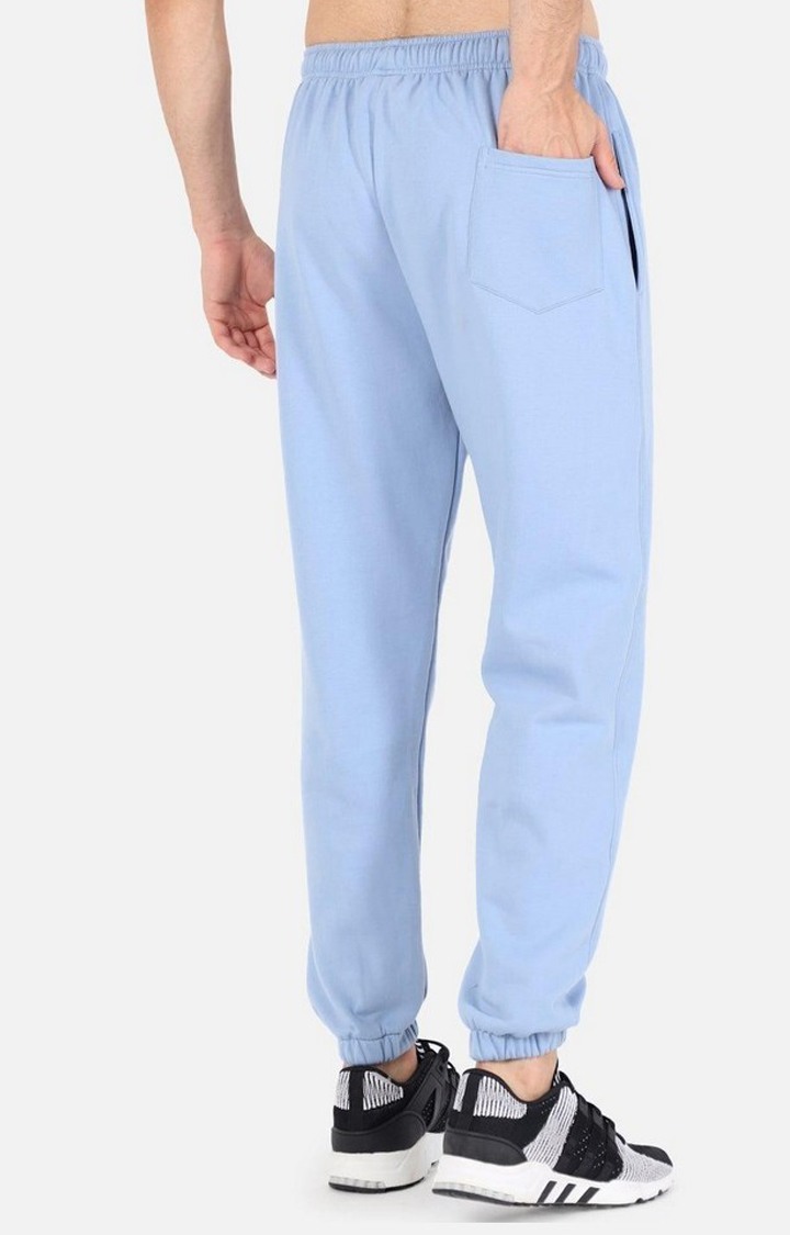 Men's Sky Blue Solid Casual Joggers