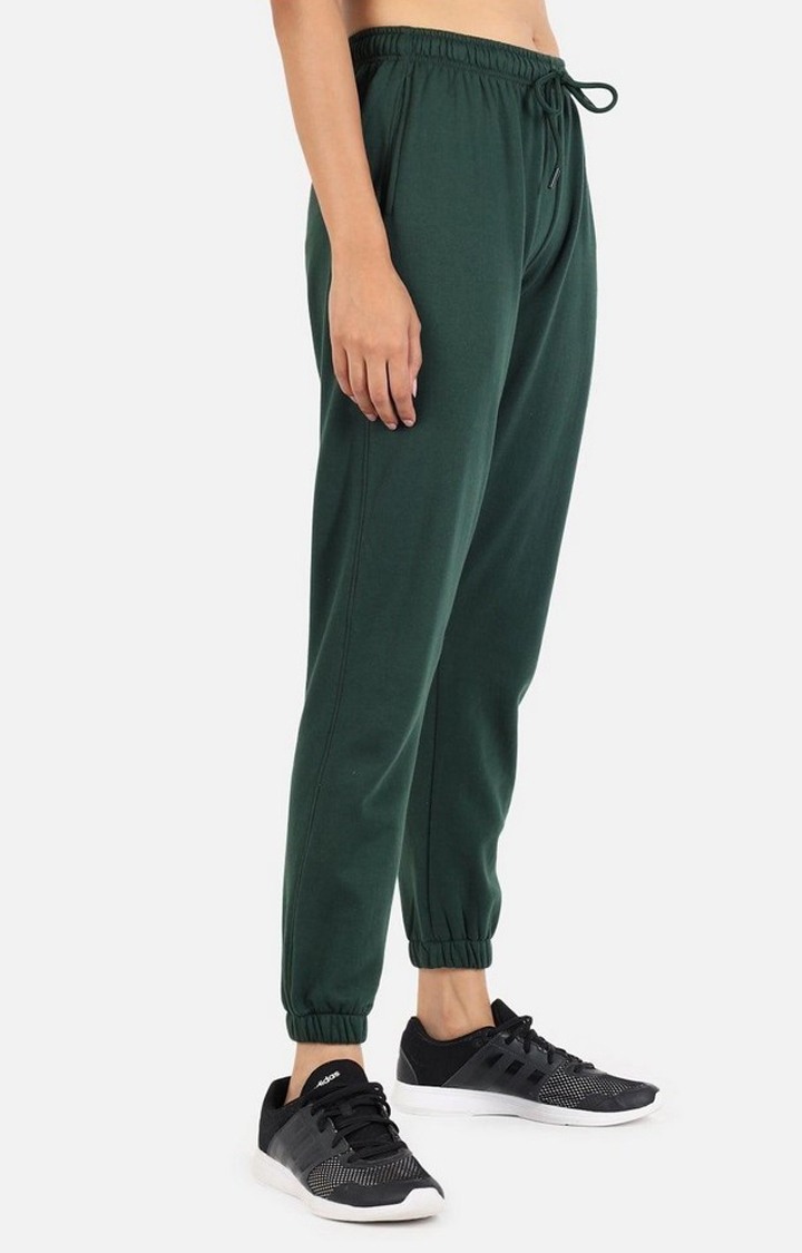 Women's Green Solid Casual Joggers