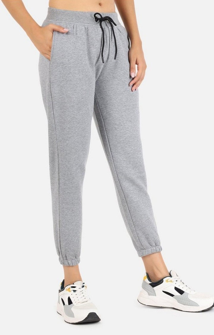 Women's Grey Solid Casual Joggers