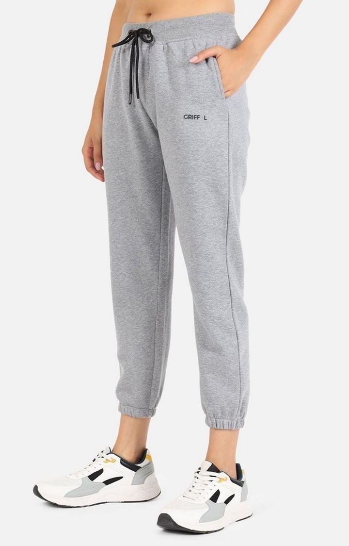 Women's Grey Solid Casual Joggers