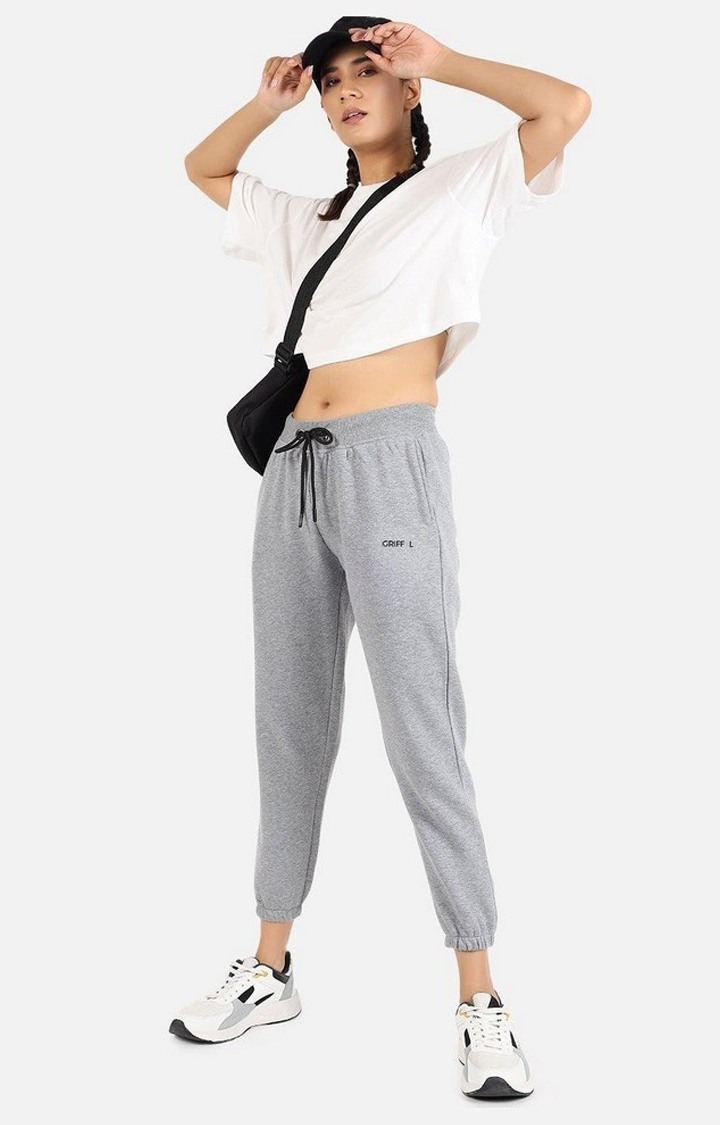 Women's Grey Solid Casual Joggers