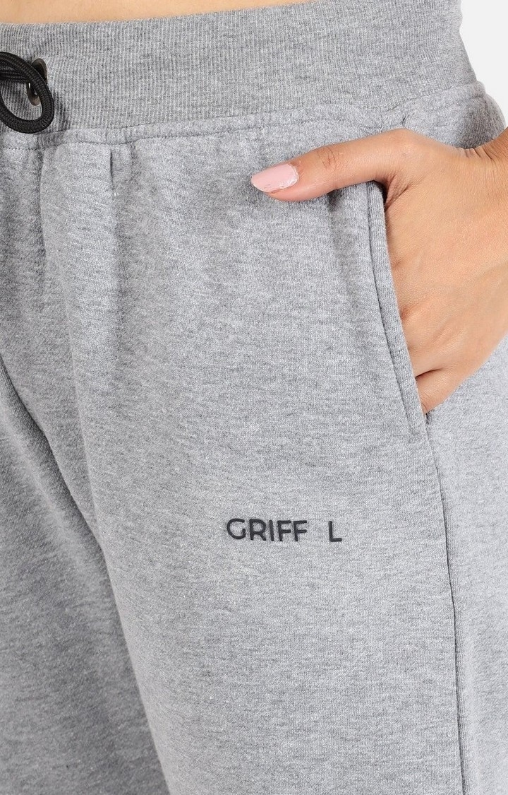 Women's Grey Solid Casual Joggers
