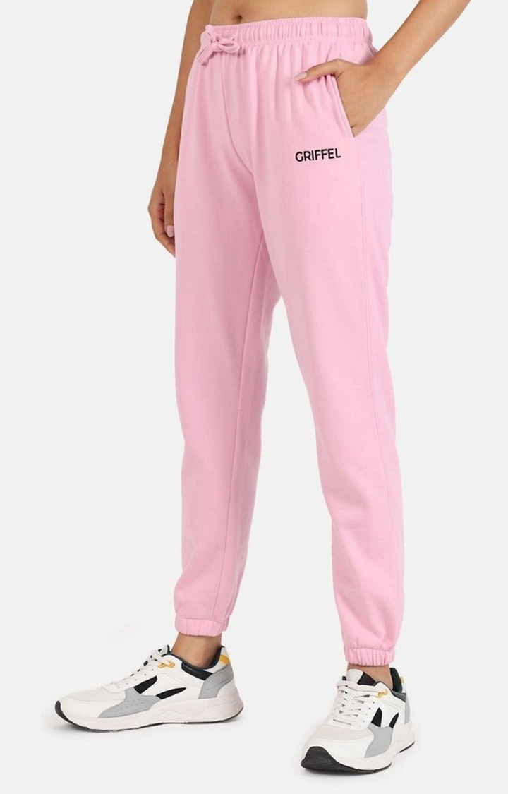 Women's Pink Solid Casual Joggers