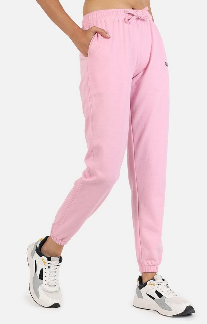 Women's Pink Solid Casual Joggers