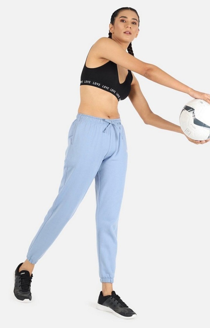 Women's Sky Blue Solid Casual Joggers