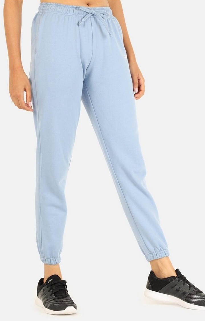 Women's Sky Blue Solid Casual Joggers