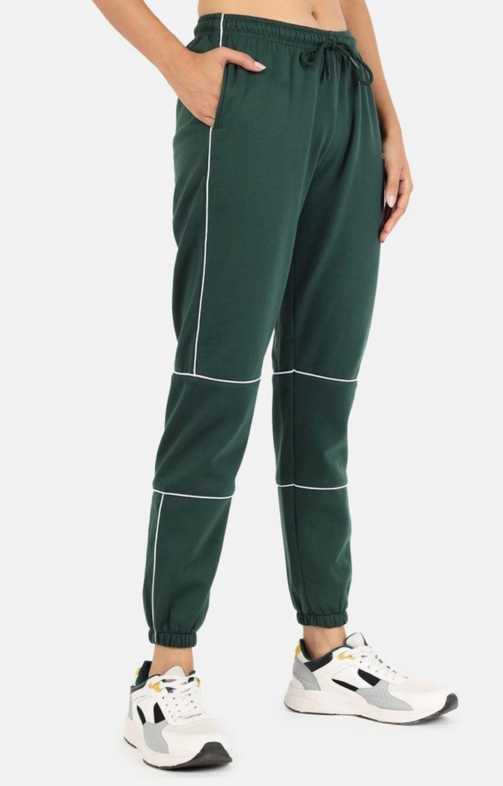 Women's Green Solid Casual Joggers