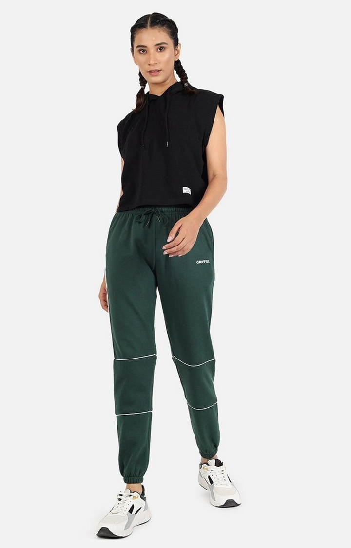 Women's Green Solid Casual Joggers