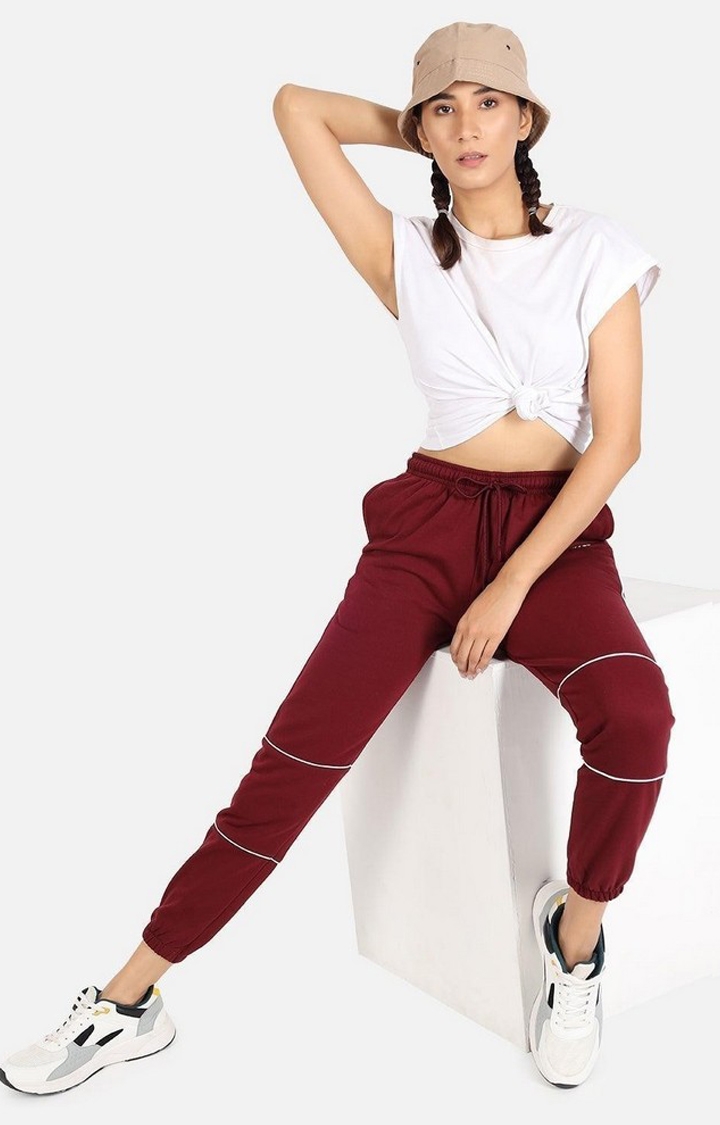 Buy Women Red Regular Fit Solid Casual Jogger Pants Online - 610141