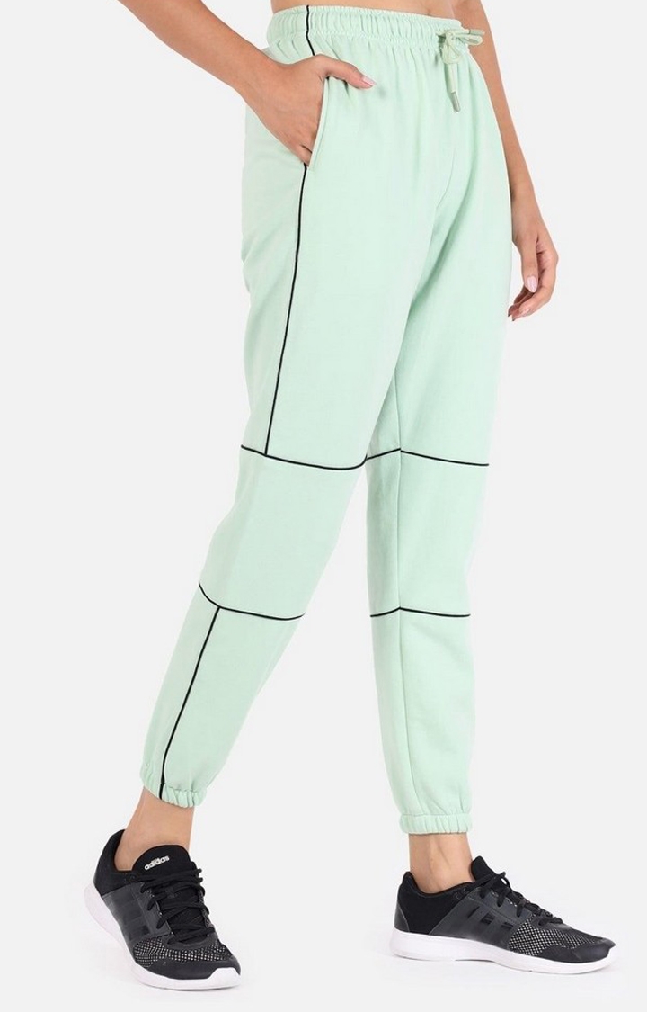 Women's Sea Green Solid Casual Joggers
