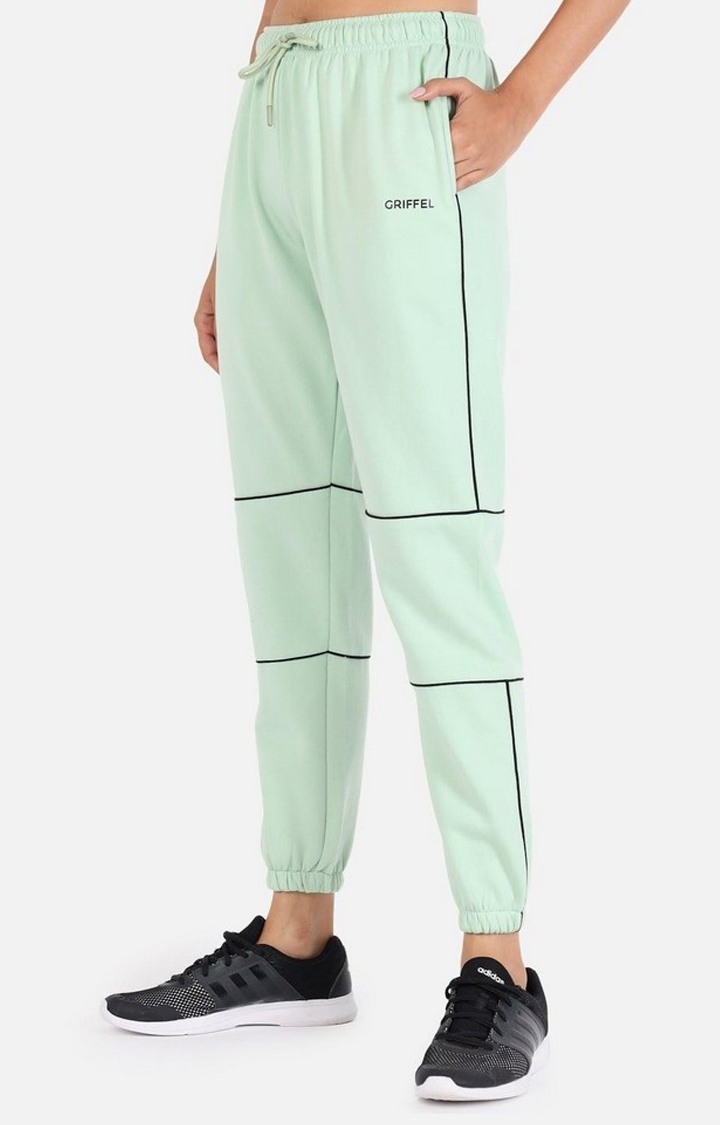 Women's Sea Green Solid Casual Joggers