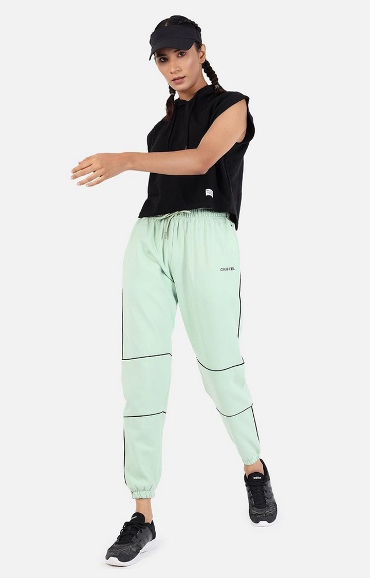 Women's Sea Green Solid Casual Joggers