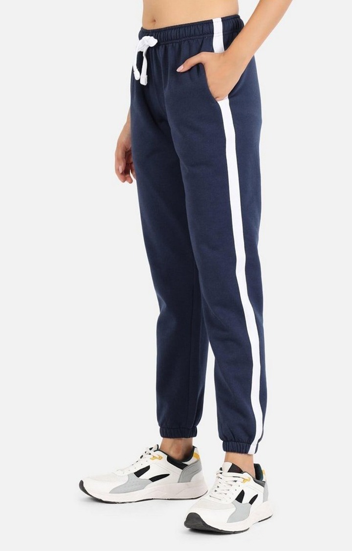 Women's Navy Solid Casual Joggers