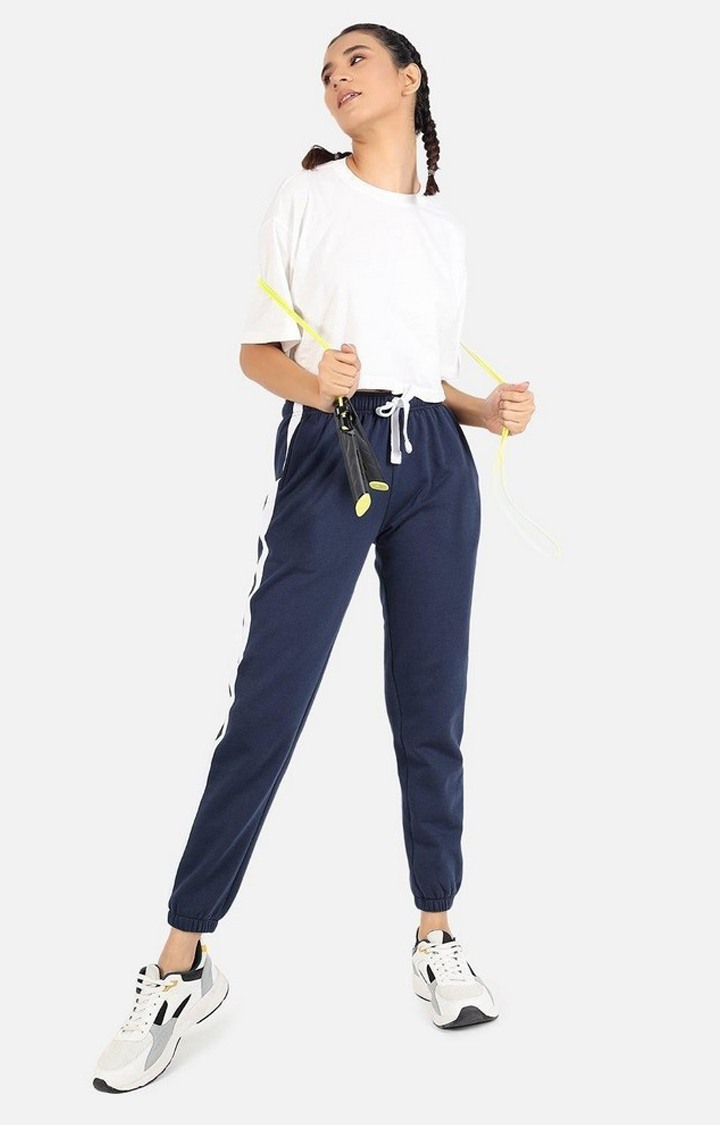 Women's Navy Solid Casual Joggers